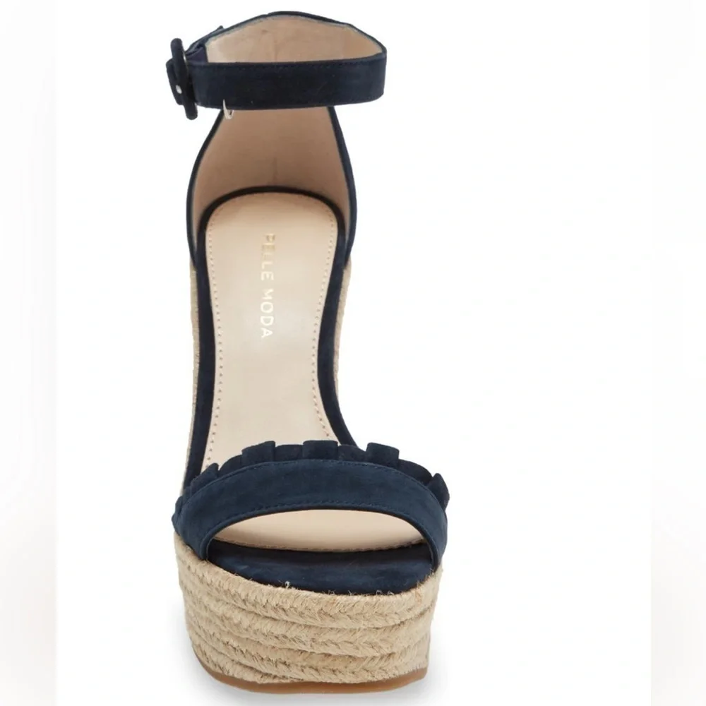 PELLE Moda Rosana Espadrille Midnight Platform Wedge Heel Sandal - Size 9.5, NIB
